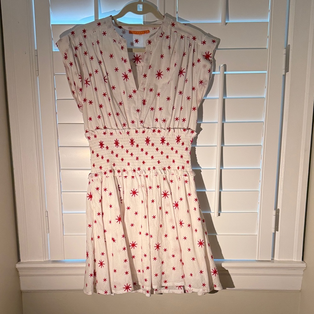 Oliphant White Dress with Red Star Print